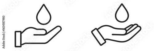 Hands holding a water drop in a minimalist design style