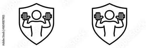 Fitness and health shield icon vector illustration for exercises