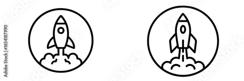 Creative vector illustration of rocket launch in flat design style