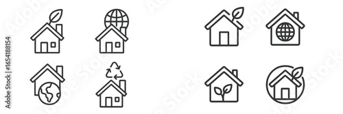Eco-friendly home icons representing sustainability and green living