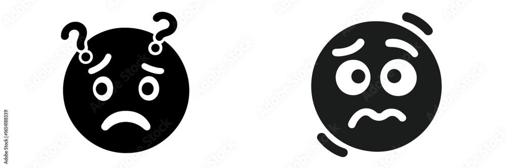 Fototapeta premium Expressions of confusion and fear in vector illustration design
