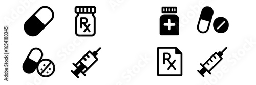 Illustrations of healthcare and pharmacy elements for medical use