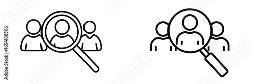 Vector illustration of people search concept in black and white style