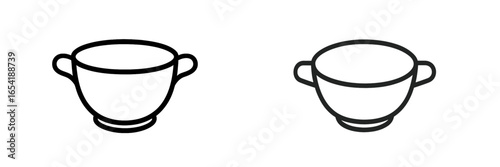 Vector art of double-handled bowls on white background