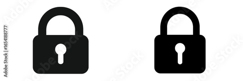 Black and white padlock vector illustration for security concepts