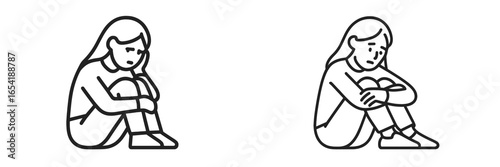 Emotional vector illustration showing a person in contemplation