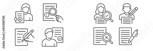Vector art of people verifying documents