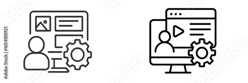 Digital workspace vector with user and multimedia elements