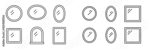 Collection of various mirror designs in a minimalist style