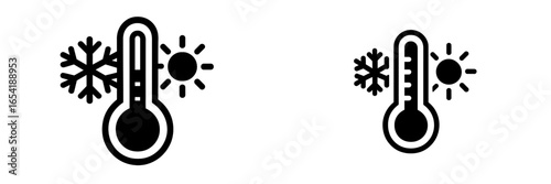 Weather icons depicting temperature changes in winter and summer
