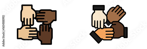 Hands united in collaboration showcasing diversity and teamwork