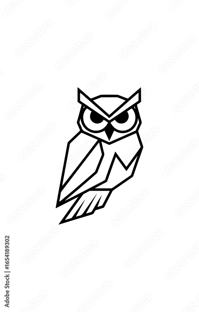 Fototapeta premium Geometric owl silhouette against black background