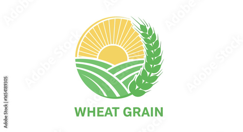 Wheat grain field logo design for agriculture business