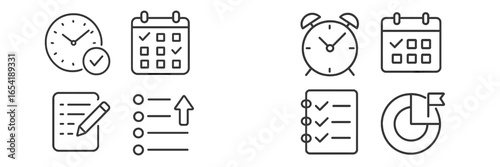 Vector art of time management tools for productivity lovers