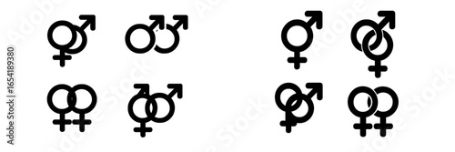 Gender symbols reflecting equality and relationship diversity