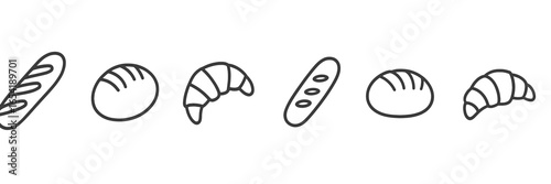 Fresh bread varieties illustrated in a simple vector style