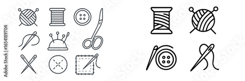 Crafting tools and materials for sewing and knitting activities