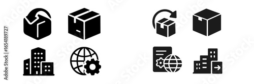 Vector delivery icons showing different package activities