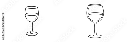 Elegant outline of two wine glasses for celebration and dining