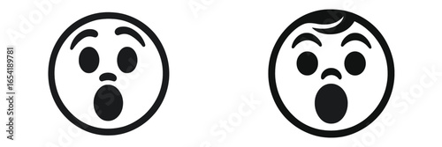 Two surprised faces expressing awe and shock in a vector illustration