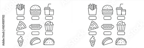 Fast food illustrations featuring popular snacks and meals