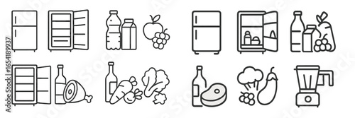 Illustration of kitchen items and appliances for healthy cooking