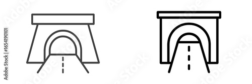 Vector illustration of tunnel entrance with roadway design