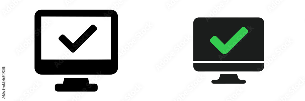 Vector illustration of check mark symbols on computer screens Vector illustration of check mark symbols on computer screens