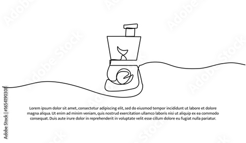 One line of slow juicer. Abstract minimal continuous line.
