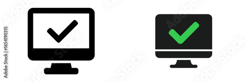 Vector illustration of check mark symbols on computer screens