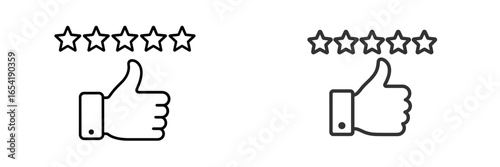 Vector illustration of thumbs up and stars for ratings concept