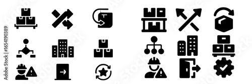 Icons representing logistics and warehouse operations