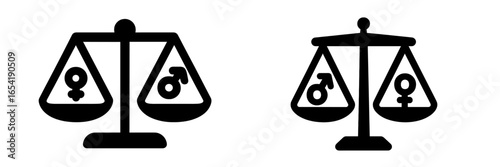Representation of gender equality through balanced scales illustration