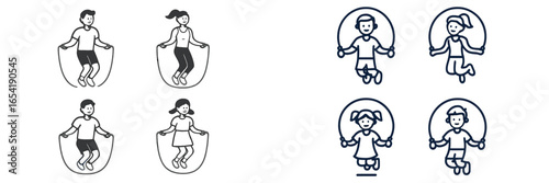 Kids enjoying jump rope activities in playful outdoor setting