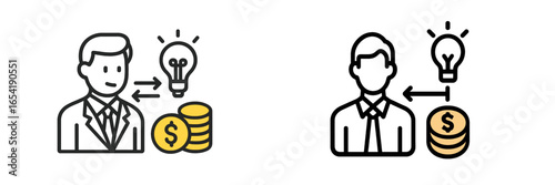 Businessman exchanging ideas for money in a vector illustration