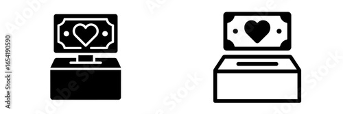 Vector illustration of a donation box with a heart symbol
