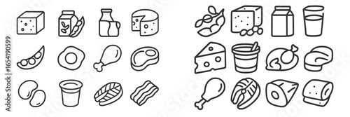 Illustration of various food items in a clean vector style