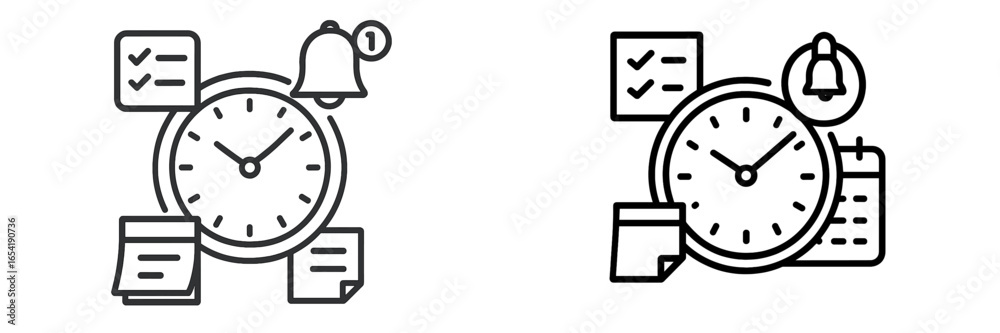 Time management concept with notification reminder and tasks list Time management concept with notification reminder and tasks list