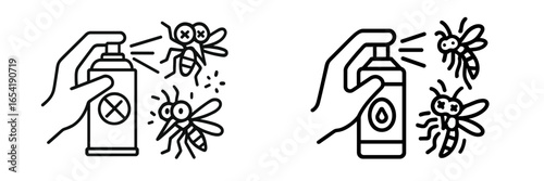 Vector illustration of pest control with spray and insect icons