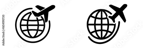 Travel and exploration concepts with airplane and globe icons