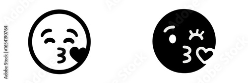 Two playful kiss emojis in vector style for design projects