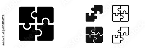 Creative puzzle pieces vector illustration with various styles