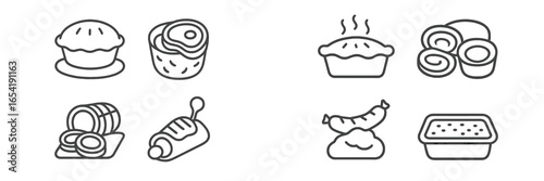 Diverse assortment of traditional snacks and desserts in vector style