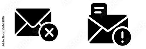 Vector illustration of email icons representing errors and alerts