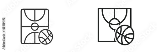 Vector illustration of basketball court and ball design