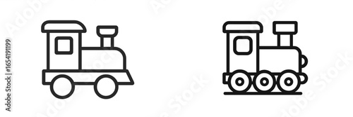 Vector illustration of isolated train and locomotive design elements