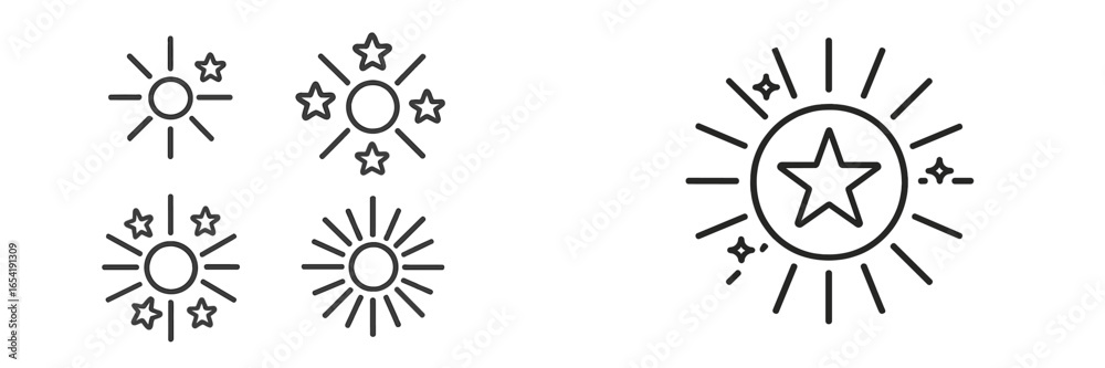Radiant stars and sun symbols in vector illustration format Radiant stars and sun symbols in vector illustration format