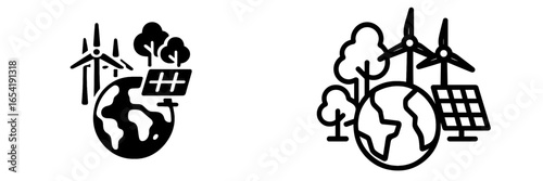 Eco-friendly energy sources represented in vector illustration