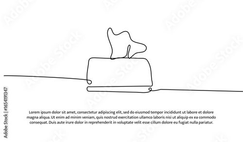 One line of tissue box. Abstract minimal continuous line.