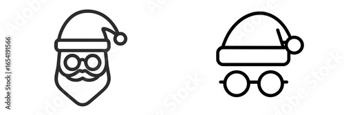 Minimalist vector art of Santa and a glasses-wearing character